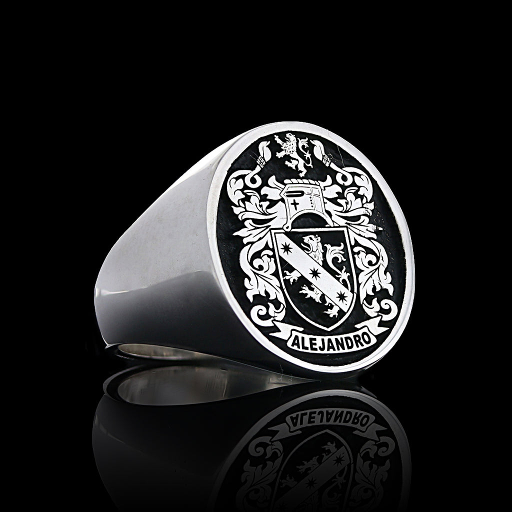 Raised Family Crest Ring - Heraldic Jewelry