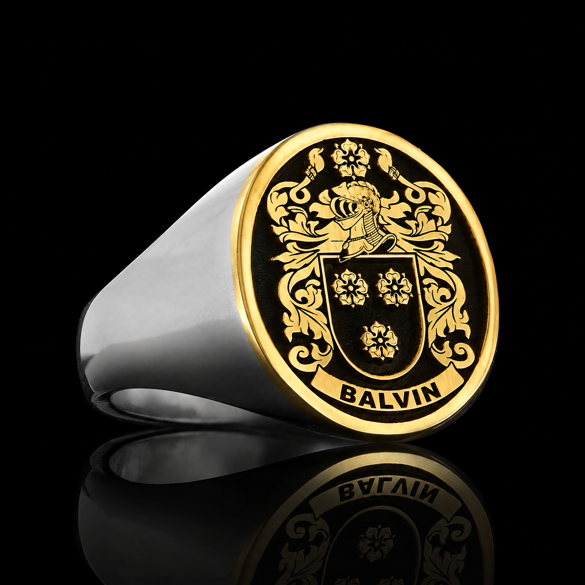 14KT Gold and Sterling Silver Crest Ring