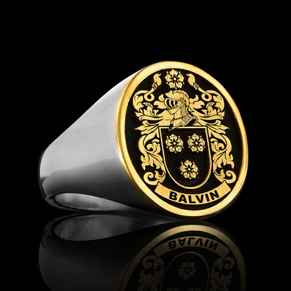 14KT Gold and Sterling Silver Crest Ring