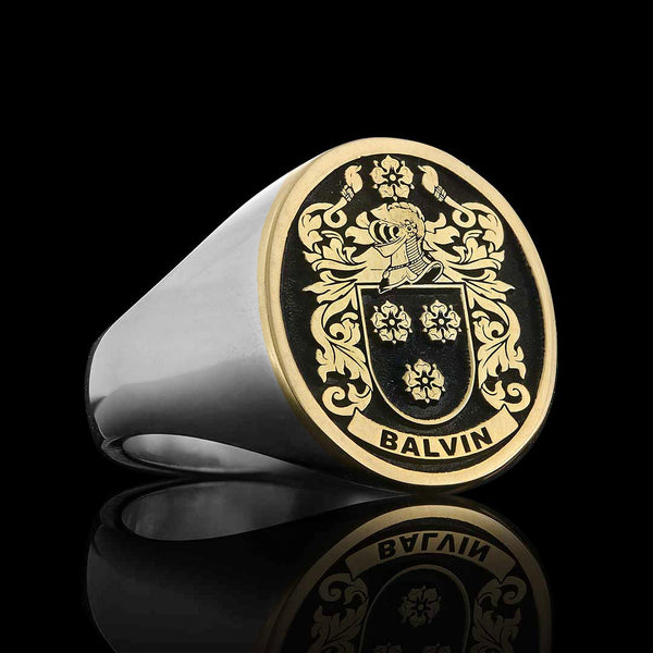 14KT Gold & Sterling Silver Crest Ring