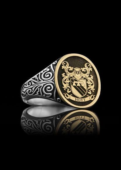 Gold and Silver Ladies Raised Crest Ring