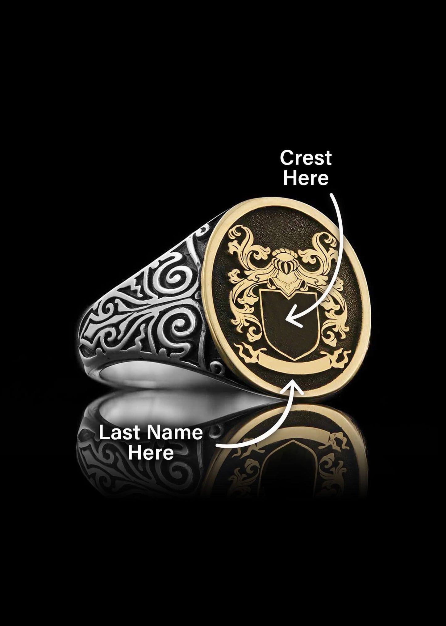 Gold and Silver Ladies Raised Crest Ring