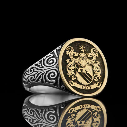 14KT Gold & Sterling Silver Crest Ring