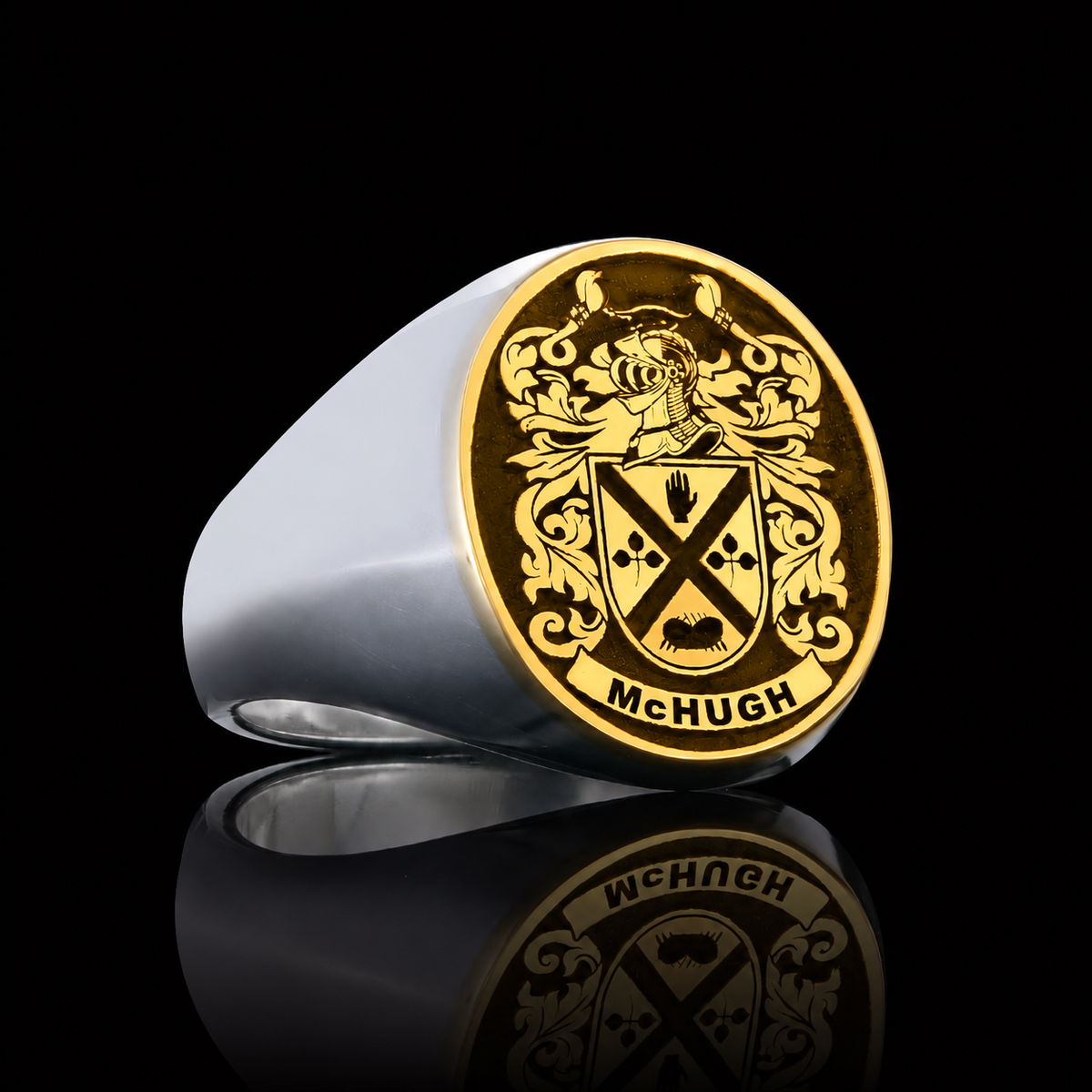 14KT Gold and Sterling Silver Crest Ring