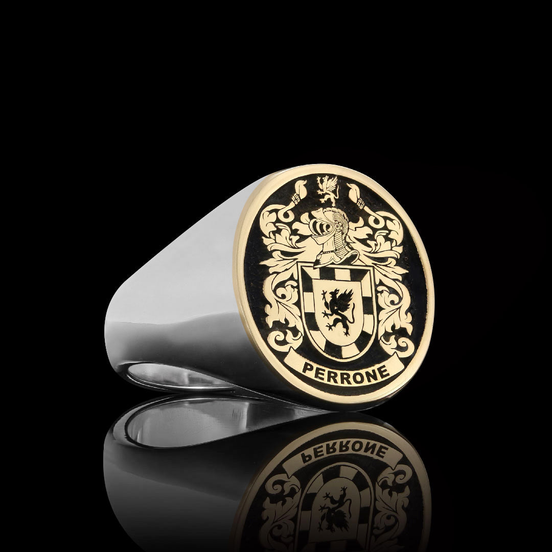 14KT Gold and Sterling Silver Crest Ring