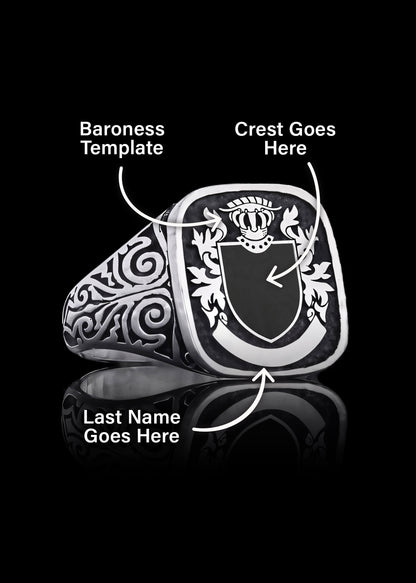 Baroness Crest Ring Square