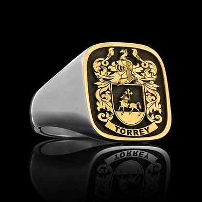 14KT Gold and Sterling Silver Crest Ring