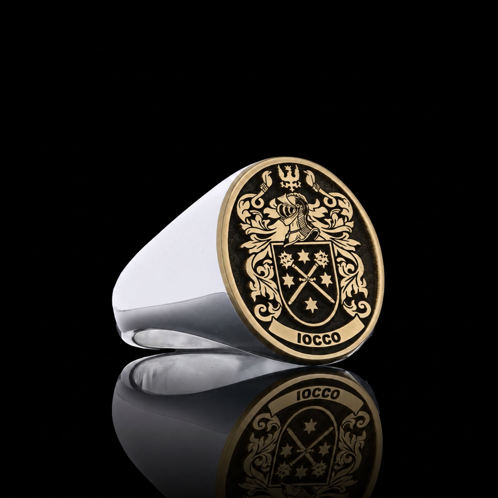 14KT Gold and Sterling Silver Crest Ring