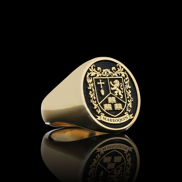 Custom gold crest ring