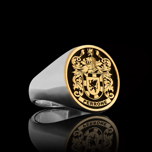 14KT Gold and Sterling Silver Crest Ring