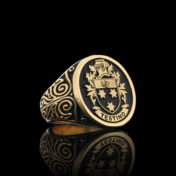 Custom gold crest ring