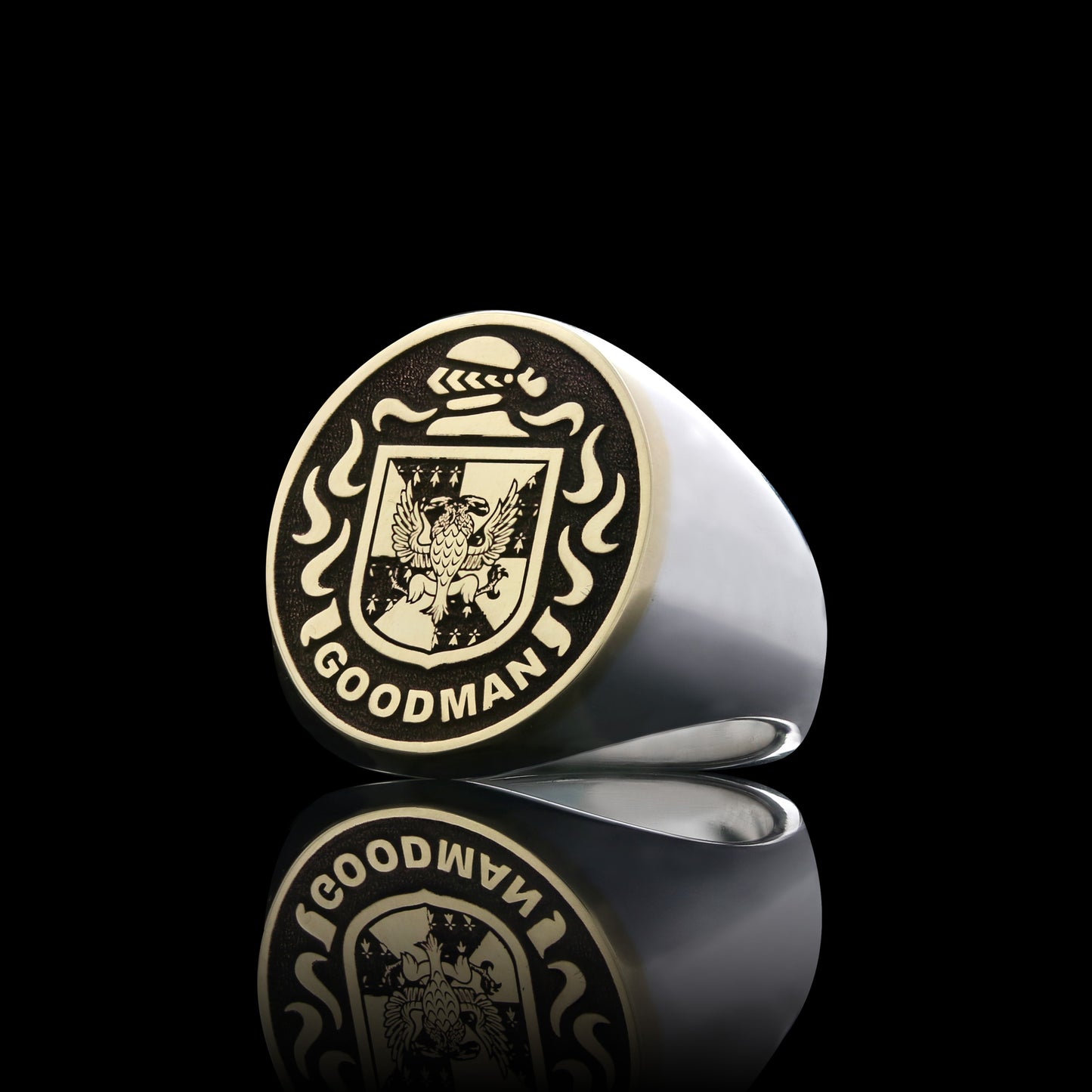 14KT Gold & Sterling Silver Crest Ring