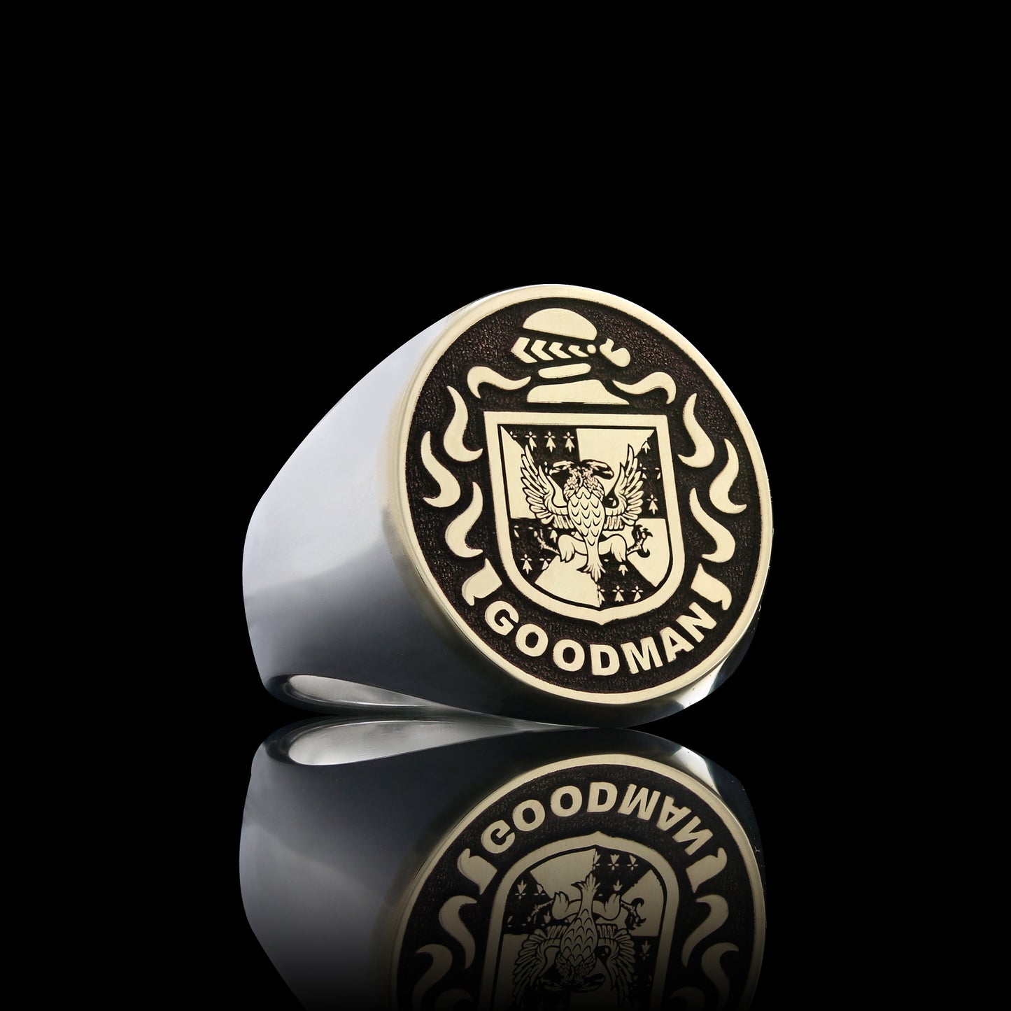 14KT Gold & Sterling Silver Crest Ring