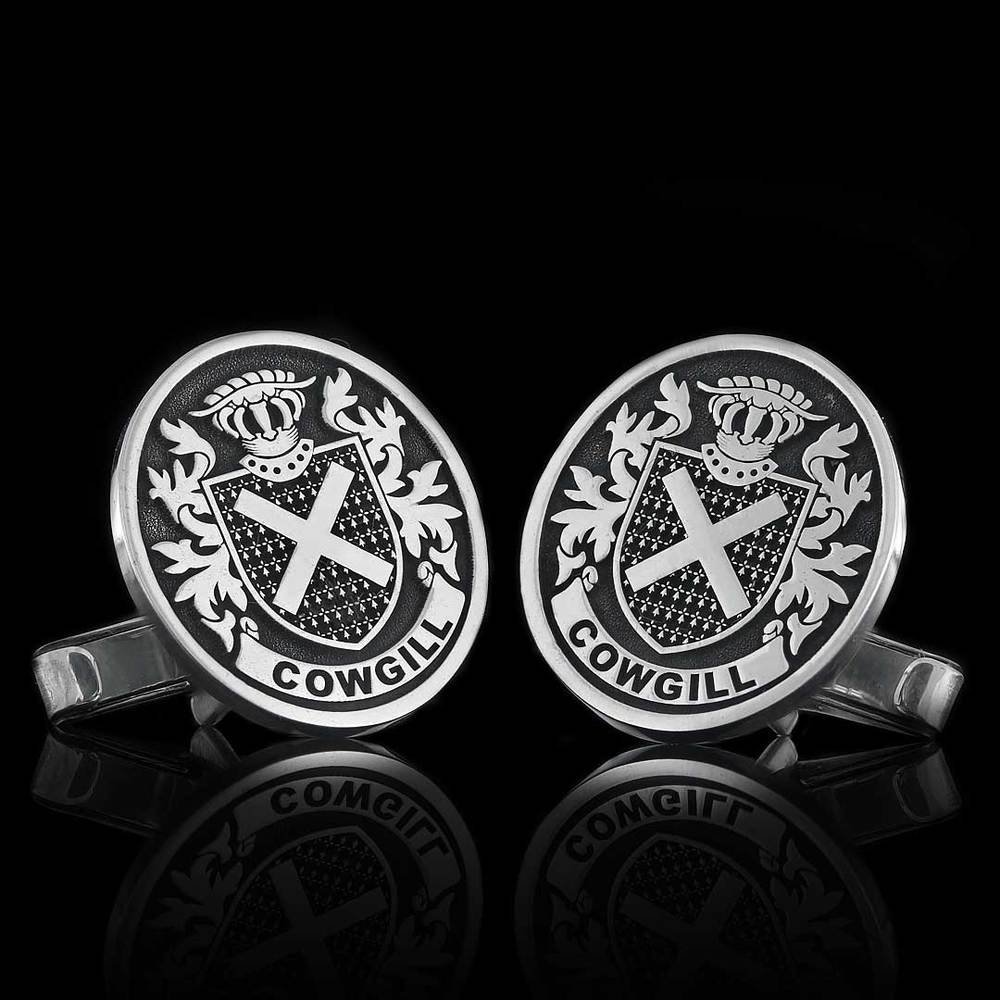 Villanova Crest Cufflinks Sterling Silver / Front & Back Engraving